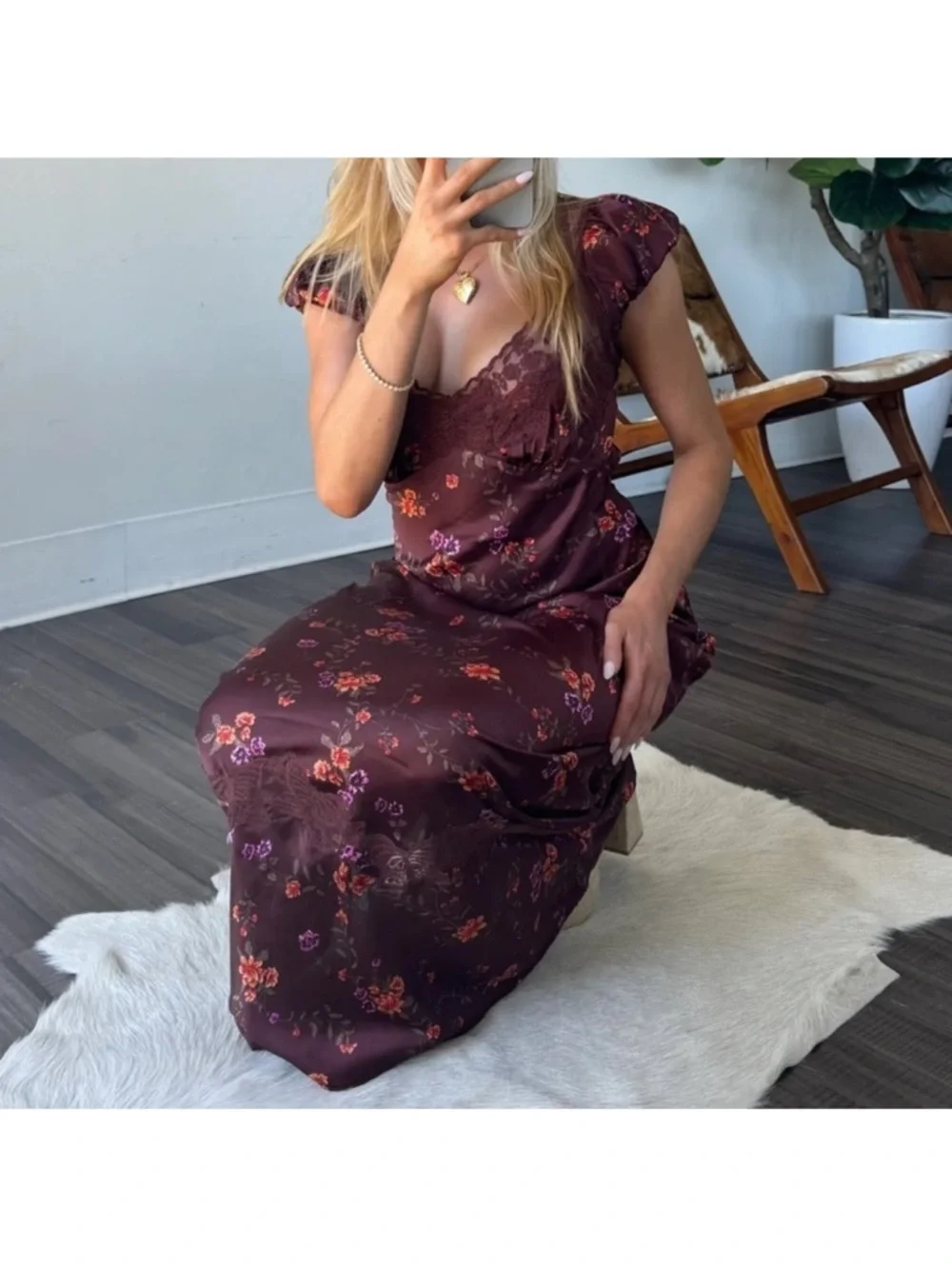 FREE PEOPLE Butterfly Babe Maxi Dress in Brown Floral - Picture 3 of 7